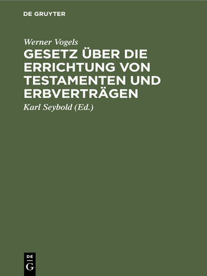 cover image of Gesetz über die Errichtung von Testamenten und Erbverträgen
